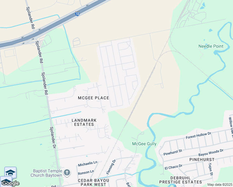 map of restaurants, bars, coffee shops, grocery stores, and more near 6422 Hunters Way Lane in Baytown