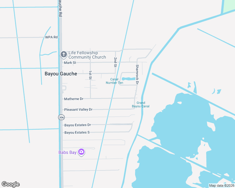 map of restaurants, bars, coffee shops, grocery stores, and more near 214 Matherne Drive in Des Allemands