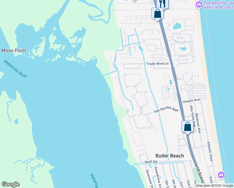 map of restaurants, bars, coffee shops, grocery stores, and more near 941 North Griffin Shores Drive in St. Augustine