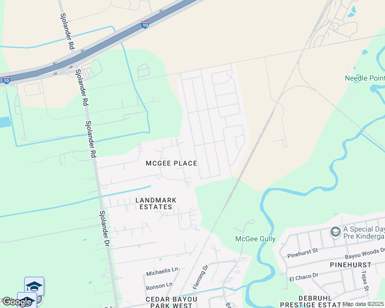 map of restaurants, bars, coffee shops, grocery stores, and more near 6519 Hunters Creek Lane in Baytown