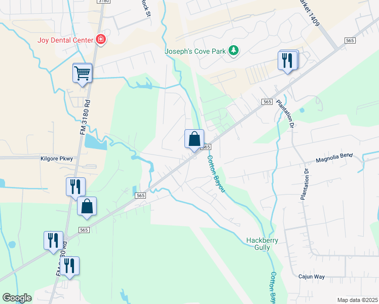 map of restaurants, bars, coffee shops, grocery stores, and more near 5231 South Farm-to-Market 565 Road in Cove