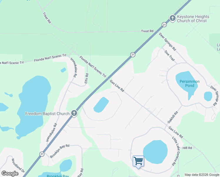 map of restaurants, bars, coffee shops, grocery stores, and more near 7105 State Road 21 in Keystone Heights