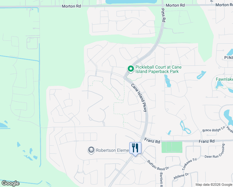 map of restaurants, bars, coffee shops, grocery stores, and more near 2814 Crawford Drive in Katy