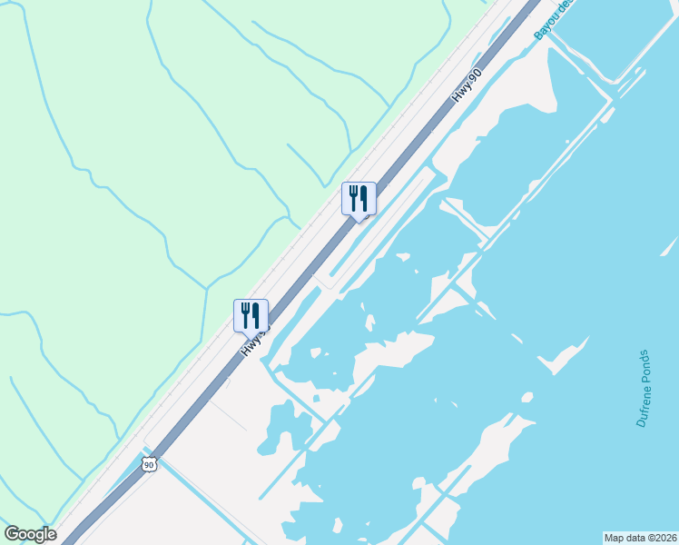 map of restaurants, bars, coffee shops, grocery stores, and more near Hwy 90 in Des Allemands