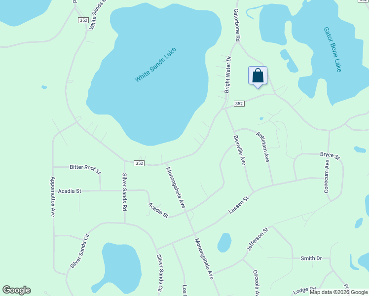 map of restaurants, bars, coffee shops, grocery stores, and more near 5621 County Road 352 in Keystone Heights