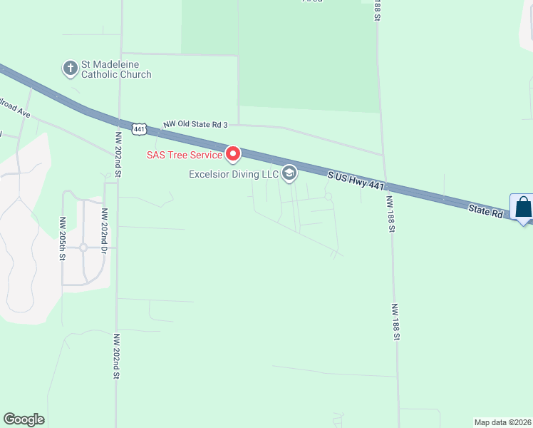 map of restaurants, bars, coffee shops, grocery stores, and more near 19430 Northwest 164th Road in High Springs