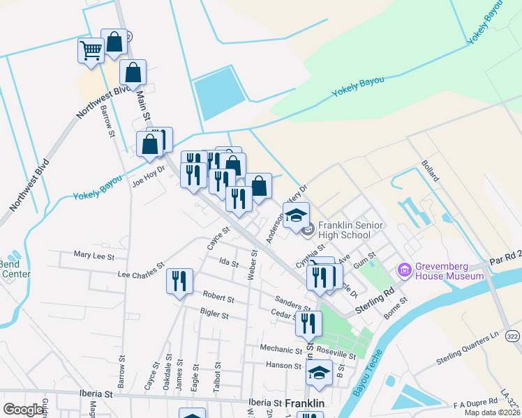 map of restaurants, bars, coffee shops, grocery stores, and more near 1559-1799 Norman Bauer Drive in Franklin