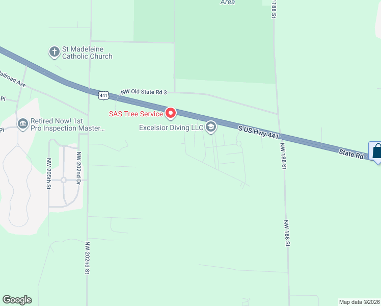map of restaurants, bars, coffee shops, grocery stores, and more near 19430 Northwest 164th Road in High Springs