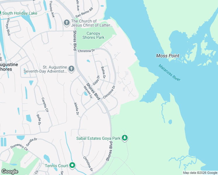 map of restaurants, bars, coffee shops, grocery stores, and more near 699 Medina Court in St. Augustine