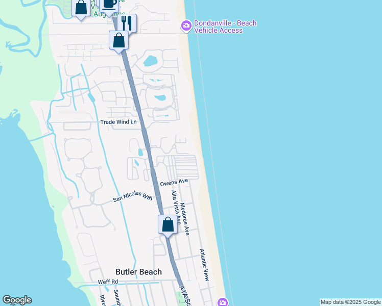 map of restaurants, bars, coffee shops, grocery stores, and more near 4850 A1A South in St. Augustine