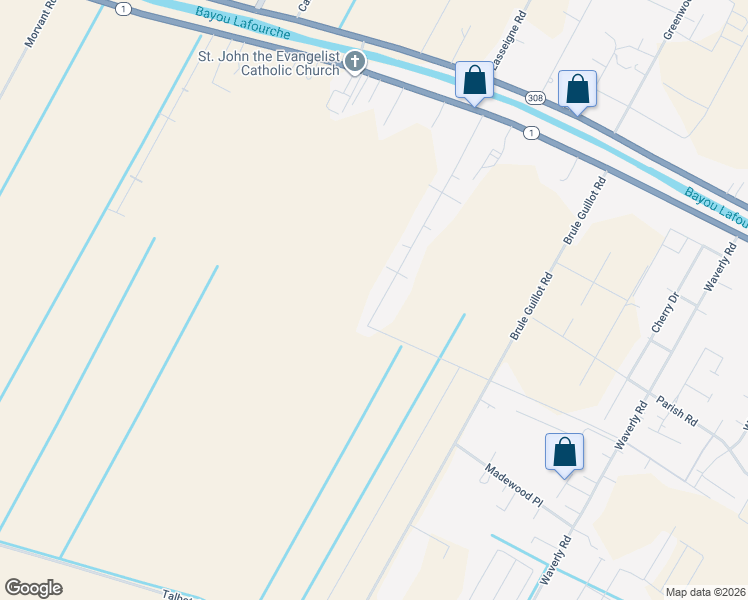 map of restaurants, bars, coffee shops, grocery stores, and more near 312 Emerald Drive in Thibodaux