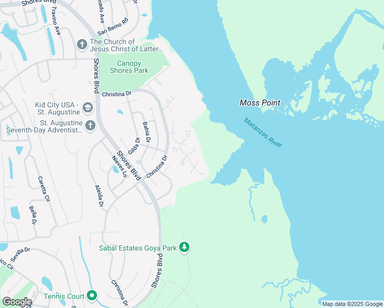 map of restaurants, bars, coffee shops, grocery stores, and more near 14 Santiago Court in St. Augustine