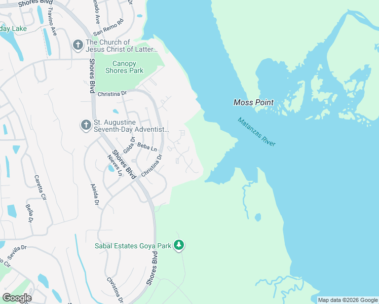 map of restaurants, bars, coffee shops, grocery stores, and more near 14 Santiago Court in St. Augustine