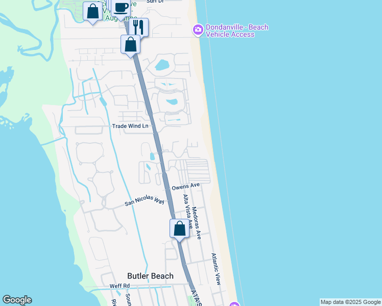 map of restaurants, bars, coffee shops, grocery stores, and more near 421 Montego Bay Court in St. Augustine