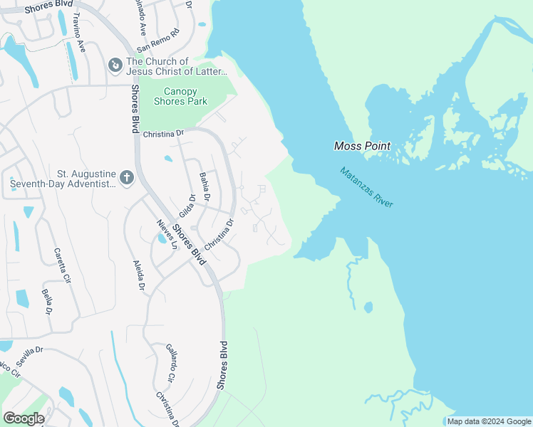 map of restaurants, bars, coffee shops, grocery stores, and more near 52 Andalusia Court in St. Augustine