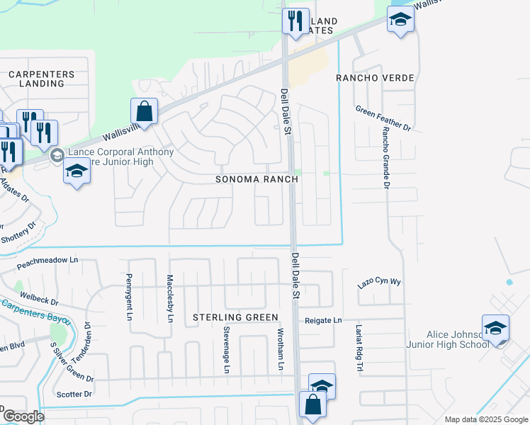 map of restaurants, bars, coffee shops, grocery stores, and more near 1719 Adella Drive in Houston