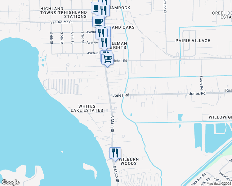 map of restaurants, bars, coffee shops, grocery stores, and more near 200 Jones Road in Highlands