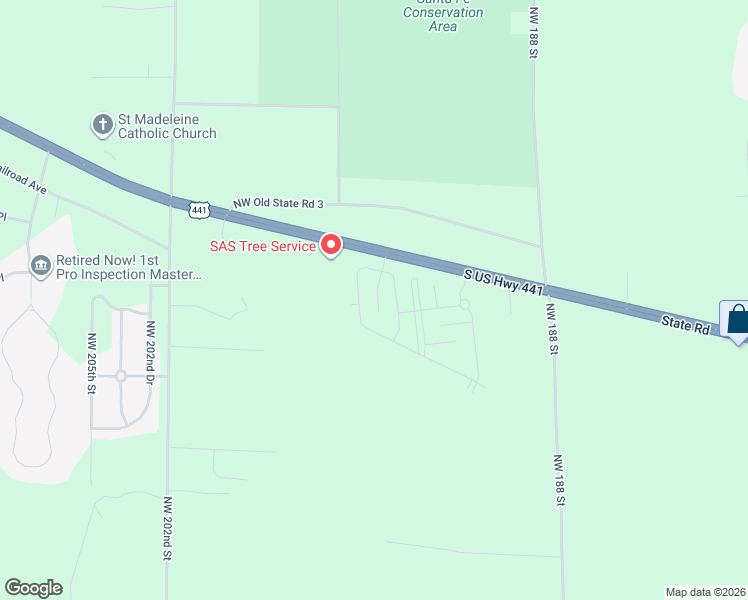 map of restaurants, bars, coffee shops, grocery stores, and more near 16647 Northwest 194th Street in High Springs