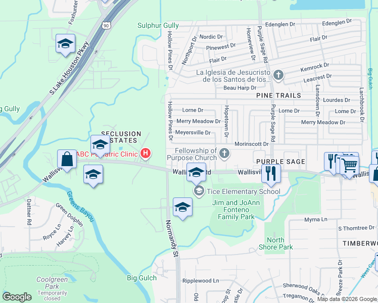 map of restaurants, bars, coffee shops, grocery stores, and more near 14033 Callahan Drive in Houston
