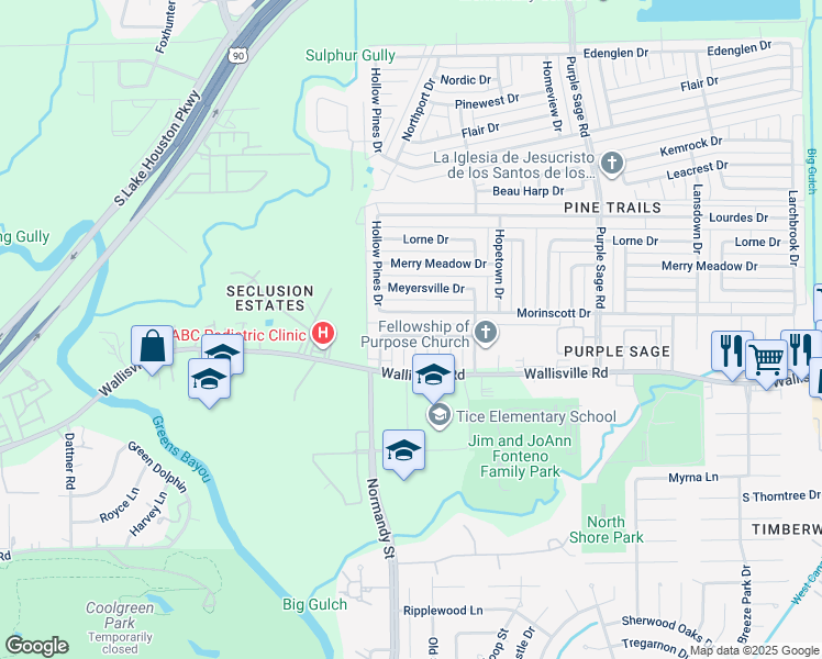 map of restaurants, bars, coffee shops, grocery stores, and more near 14027 Callahan Drive in Houston