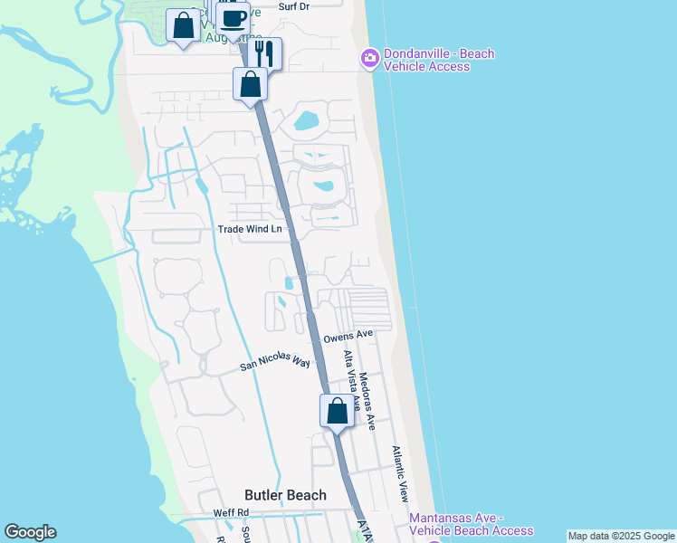 map of restaurants, bars, coffee shops, grocery stores, and more near 421 Montego Bay Court in St. Augustine