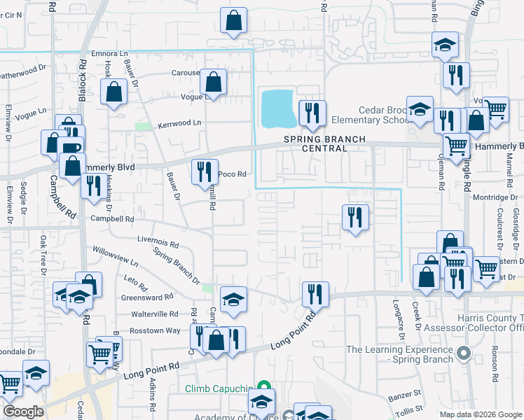 map of restaurants, bars, coffee shops, grocery stores, and more near 1924 East Allegro Street in Houston