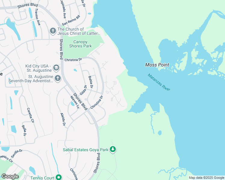 map of restaurants, bars, coffee shops, grocery stores, and more near 1 Catalonia Court in St. Augustine