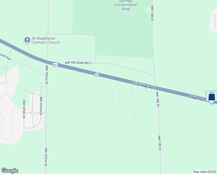 map of restaurants, bars, coffee shops, grocery stores, and more near 16647 Northwest 194th Street in High Springs