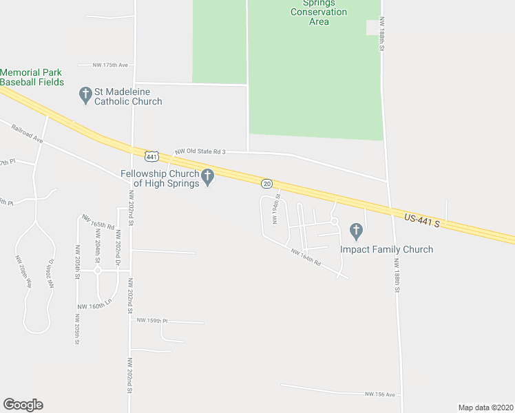 map of restaurants, bars, coffee shops, grocery stores, and more near 16646 Northwest 194th Terrace in High Springs