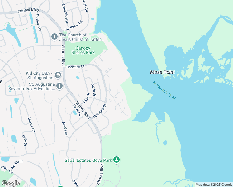 map of restaurants, bars, coffee shops, grocery stores, and more near 52 Andalusia Court in St. Augustine