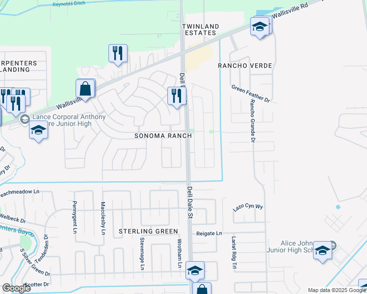 map of restaurants, bars, coffee shops, grocery stores, and more near 1803 Fallow Lane in Houston