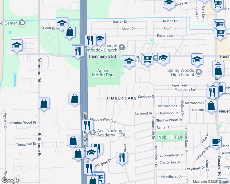 map of restaurants, bars, coffee shops, grocery stores, and more near 2011 Ottawa Lane in Houston