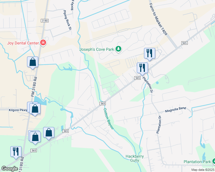 map of restaurants, bars, coffee shops, grocery stores, and more near 5511 South Farm-to-Market 565 Road in Cove