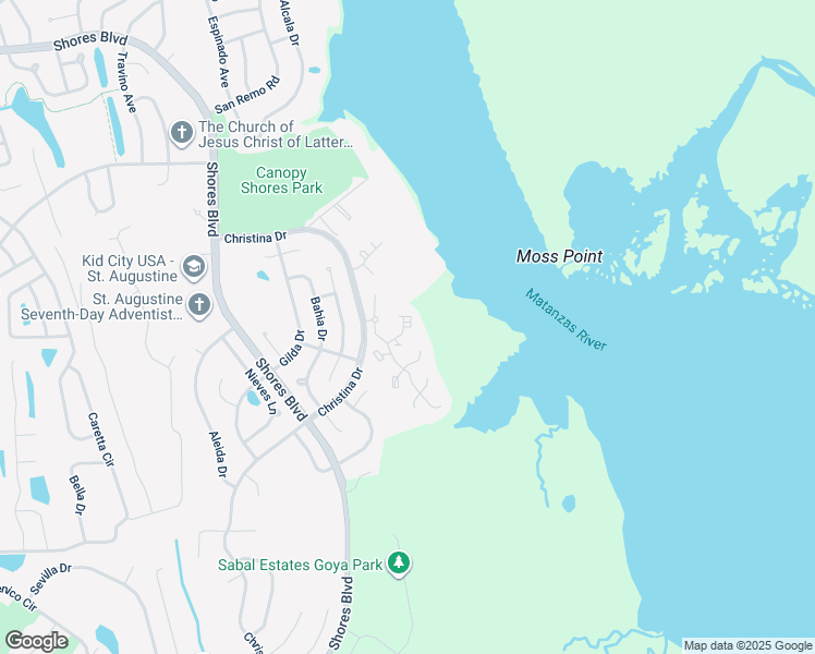 map of restaurants, bars, coffee shops, grocery stores, and more near 52 Andalusia Court in St. Augustine