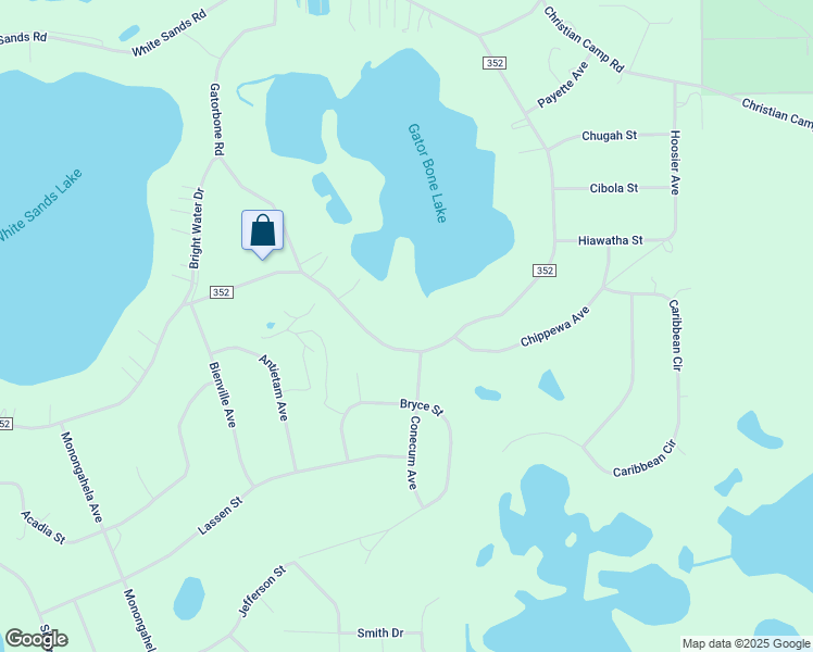 map of restaurants, bars, coffee shops, grocery stores, and more near 5375 County Road 352 in Keystone Heights