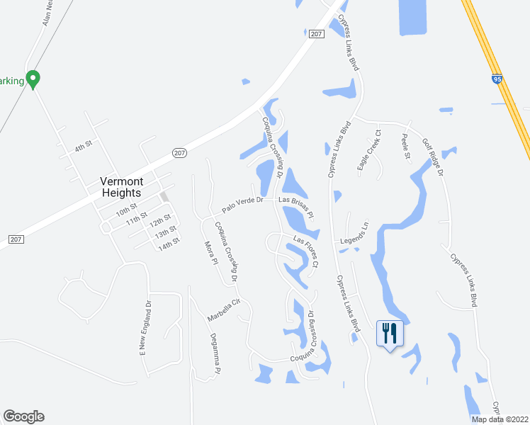 map of restaurants, bars, coffee shops, grocery stores, and more near 4536 Coquina Crossing Drive in Elkton