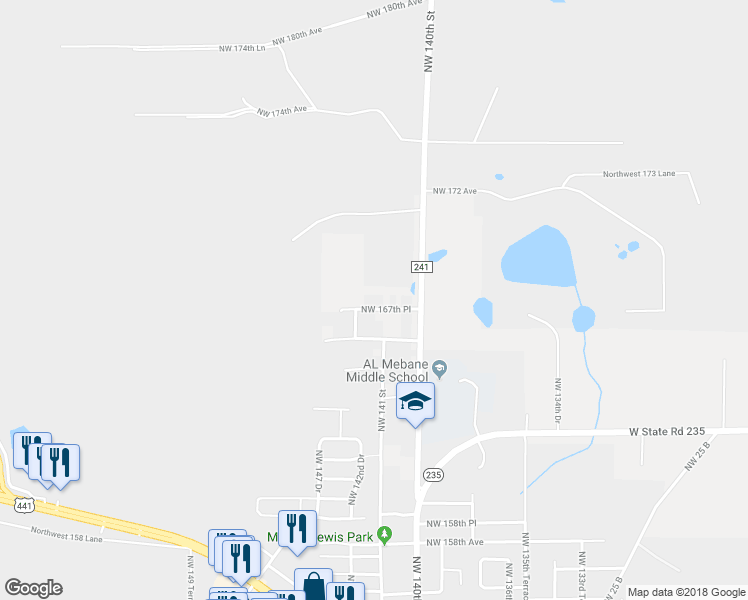 map of restaurants, bars, coffee shops, grocery stores, and more near 14112 Northwest 167th Place in Alachua