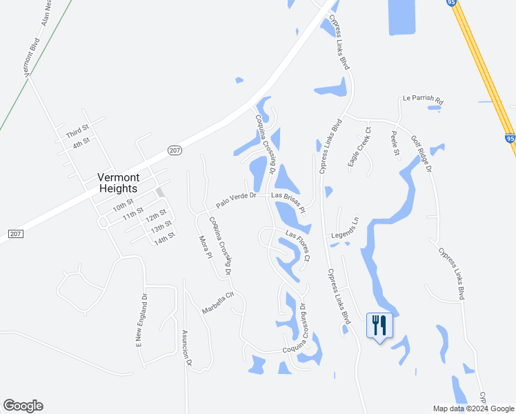 map of restaurants, bars, coffee shops, grocery stores, and more near 4536 Coquina Crossing Drive in Elkton