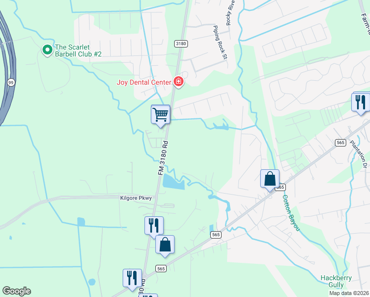 map of restaurants, bars, coffee shops, grocery stores, and more near 7100-7254 Farm to Market Road 3180 in Baytown