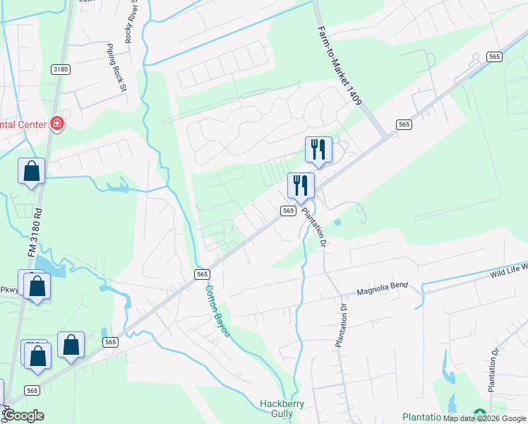 map of restaurants, bars, coffee shops, grocery stores, and more near 5735 South Farm-to-Market 565 Road in Cove
