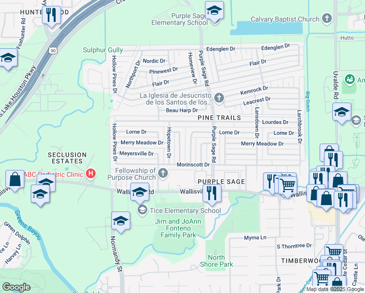 map of restaurants, bars, coffee shops, grocery stores, and more near 5814 Gorman Drive in Houston