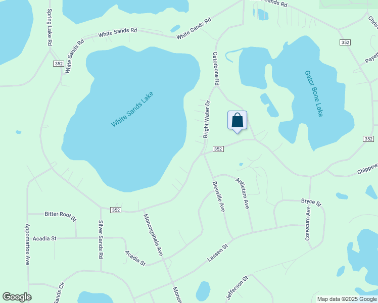 map of restaurants, bars, coffee shops, grocery stores, and more near 5557 County Road 352 in Keystone Heights