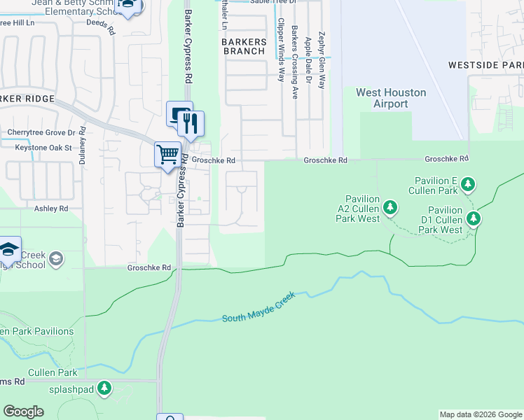 map of restaurants, bars, coffee shops, grocery stores, and more near 2710 Mossy Log Court in Houston