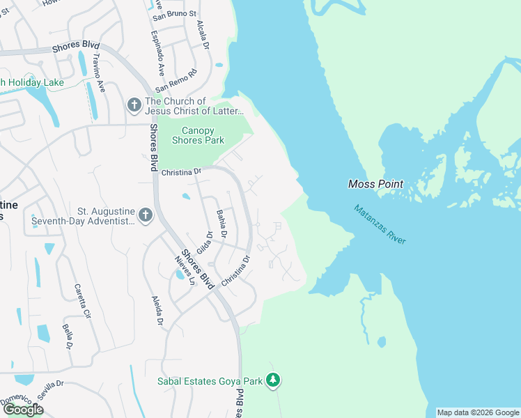 map of restaurants, bars, coffee shops, grocery stores, and more near 26 Alcira Court in St. Augustine