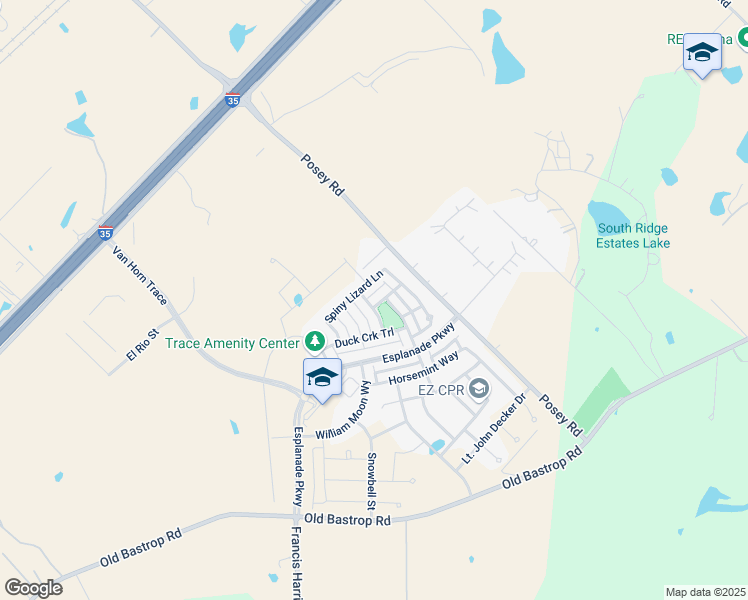 map of restaurants, bars, coffee shops, grocery stores, and more near 105 Switchgrass Street in San Marcos
