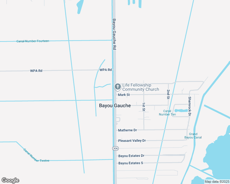 map of restaurants, bars, coffee shops, grocery stores, and more near 2671 Louisiana 306 in Des Allemands