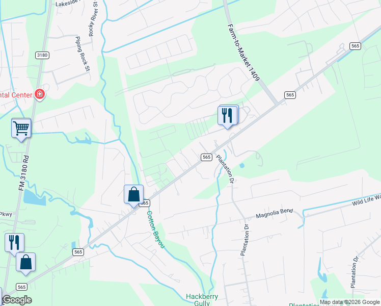 map of restaurants, bars, coffee shops, grocery stores, and more near 5735 South Farm-to-Market 565 Road in Cove