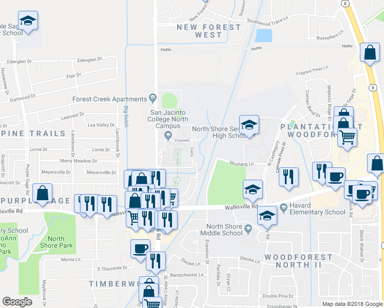map of restaurants, bars, coffee shops, grocery stores, and more near Curry in Houston