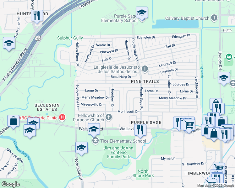 map of restaurants, bars, coffee shops, grocery stores, and more near 5814 Gorman Drive in Houston
