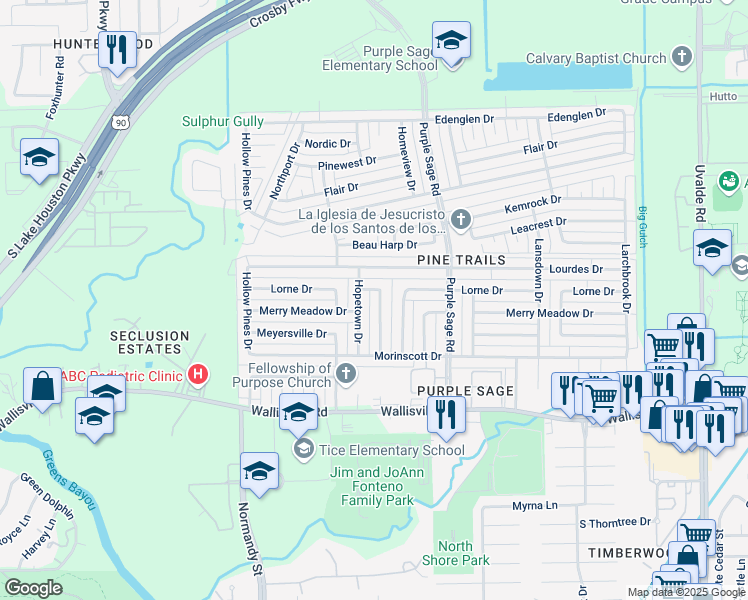 map of restaurants, bars, coffee shops, grocery stores, and more near 5814 Gorman Drive in Houston